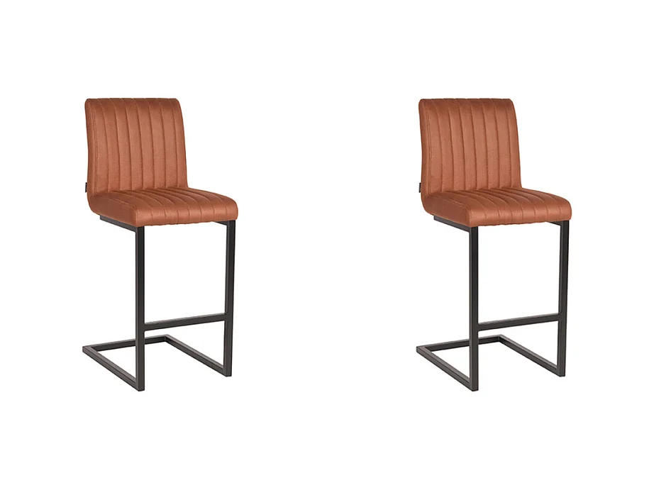 Tabouret de bar Milo - Cognac - Microfibre - lot de 2