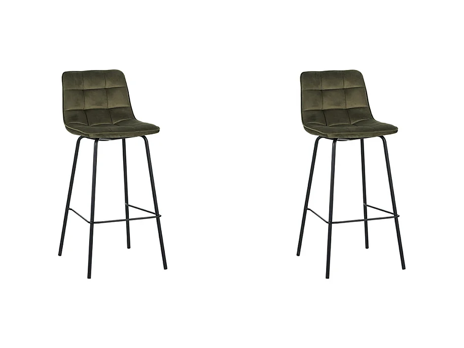 Tabouret de bar Bistro - Hunter - Velours - lot de 2
