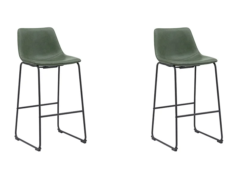 Tabouret de bar Risto - Hunter - Cuir PU - Hauteur d'assise 75 - Lot de 2
