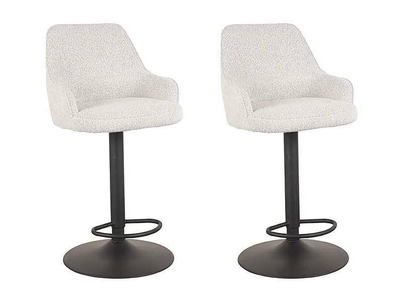 Barhocker Fender - Weiß - Boucle - 42 x 40cm - 2er-Set