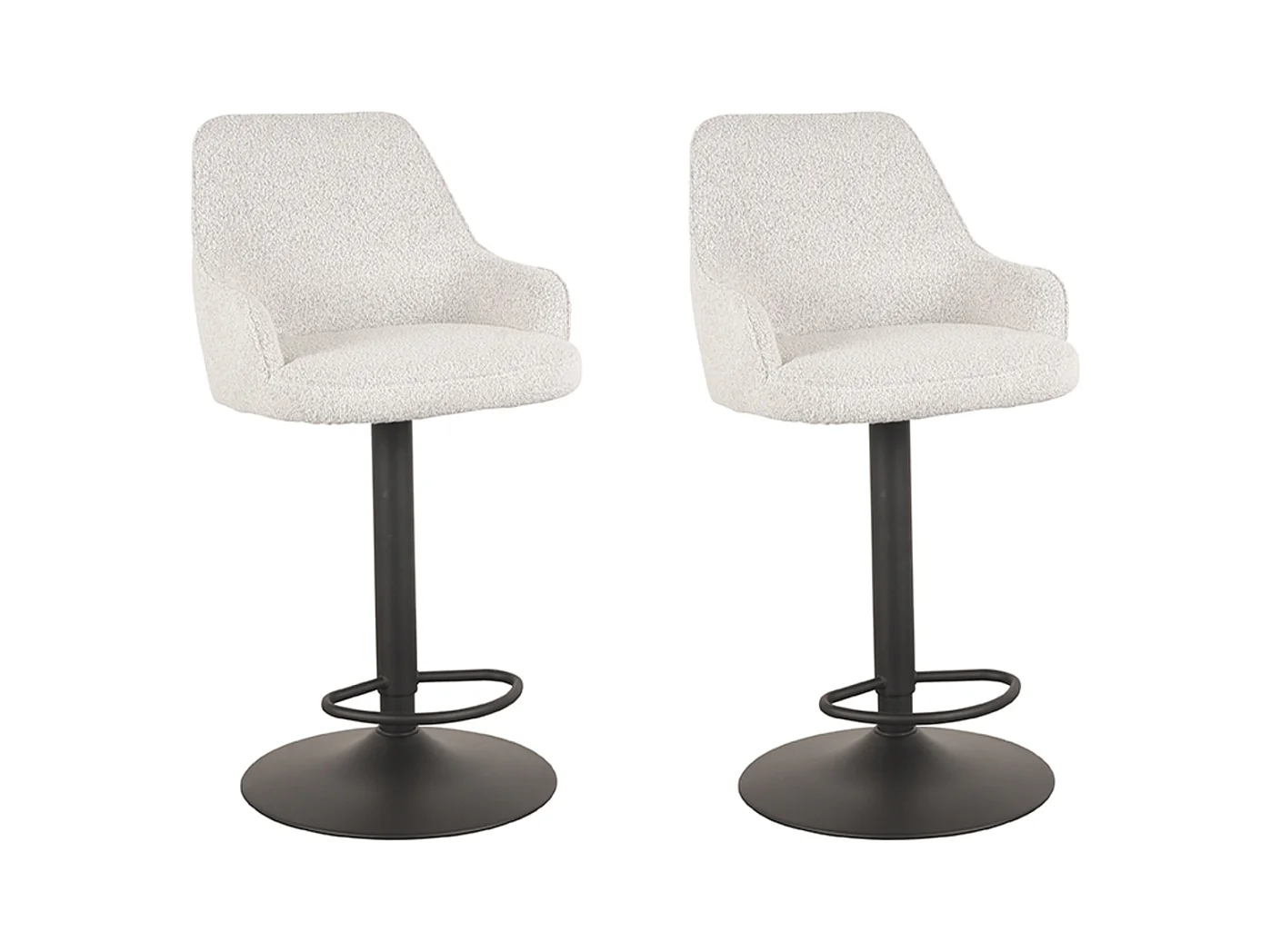 Tabouret de bar Fender - Blanc - Boucle - 42 x 40 cm - lot de 2