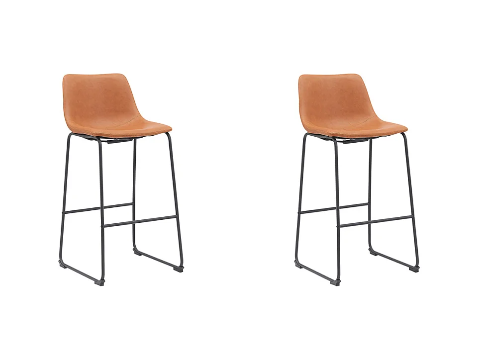 Tabouret de bar Risto - Cognac - Cuir PU - Hauteur d'assise 75 - Lot de 2