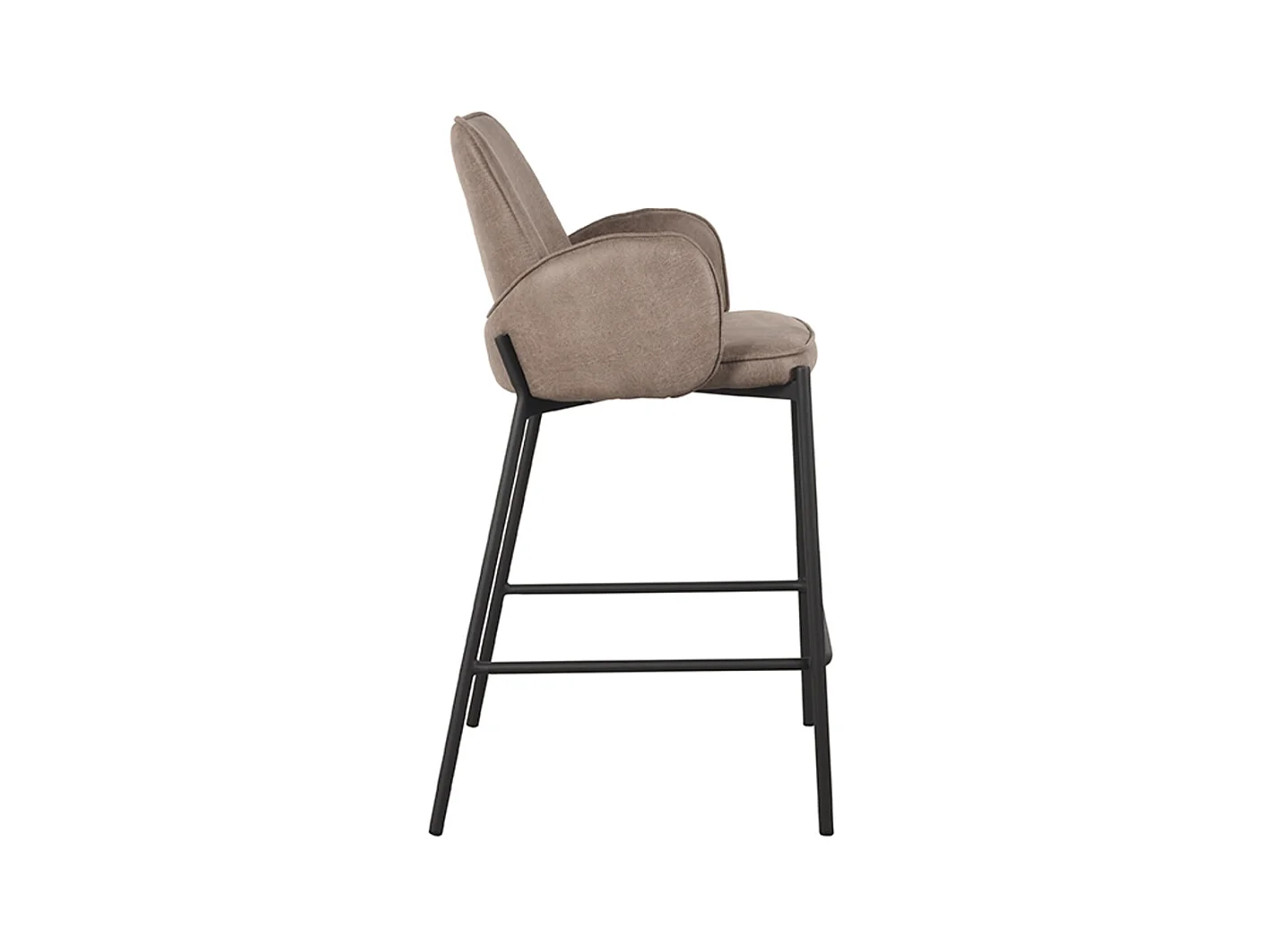 Tabouret de bar Joni - Taupe - Micro Suede - Hauteur d'assise 65 cm - lot de 2