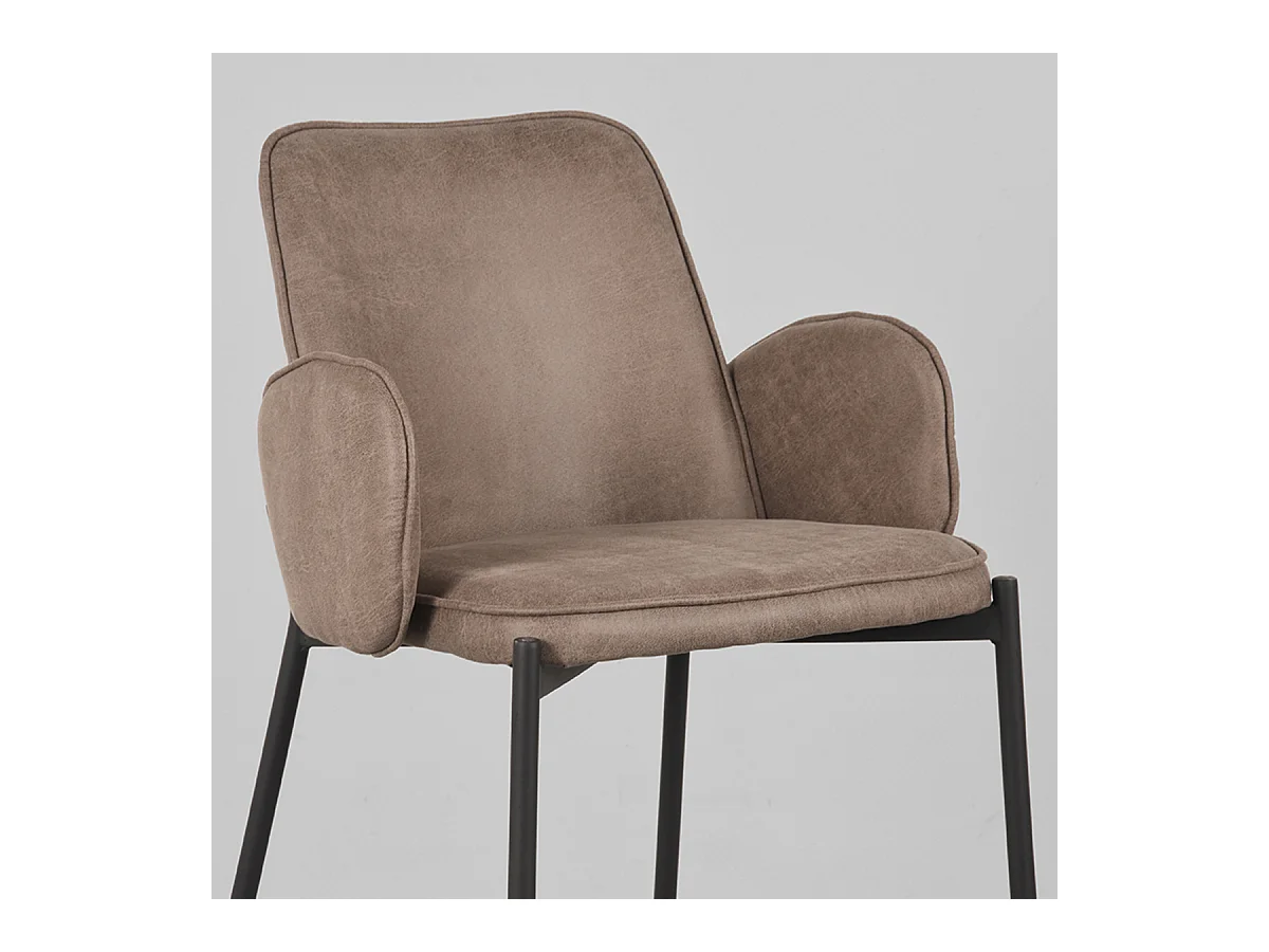 Tabouret de bar Joni - Taupe - Micro Suede - Hauteur d'assise 65 cm - lot de 2