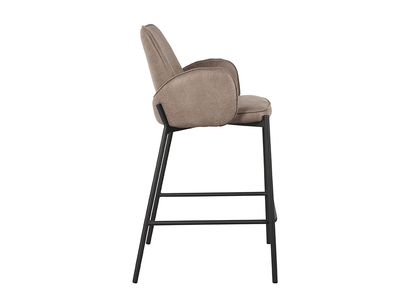 Tabouret de bar Joni - Taupe - Micro Suede - Hauteur d'assise 65 cm - lot de 2