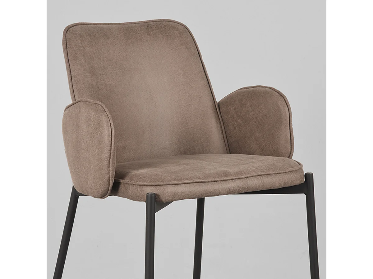 Tabouret de bar Joni - Taupe - Micro Suede - Hauteur d'assise 65 cm - lot de 2