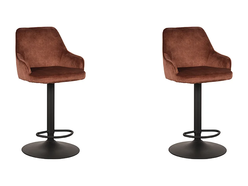 Tabouret de bar Fender - Rouille - Velours - 42 x 40 cm - lot de 2