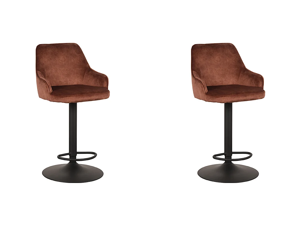 Tabouret de bar Fender - Rouille - Velours - 42 x 40 cm - lot de 2