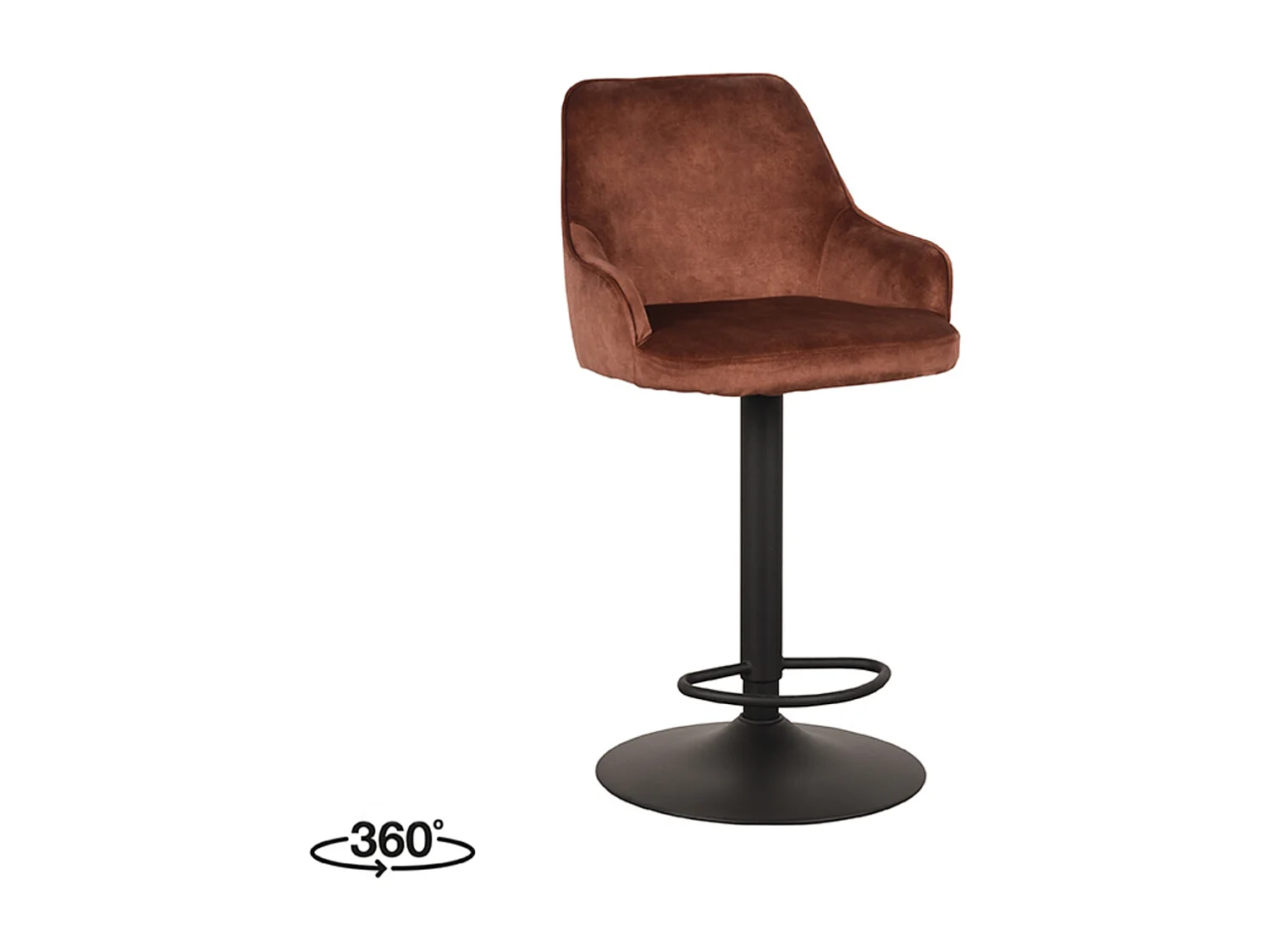 Tabouret de bar Fender - Rouille - Velours - 42 x 40 cm - lot de 2