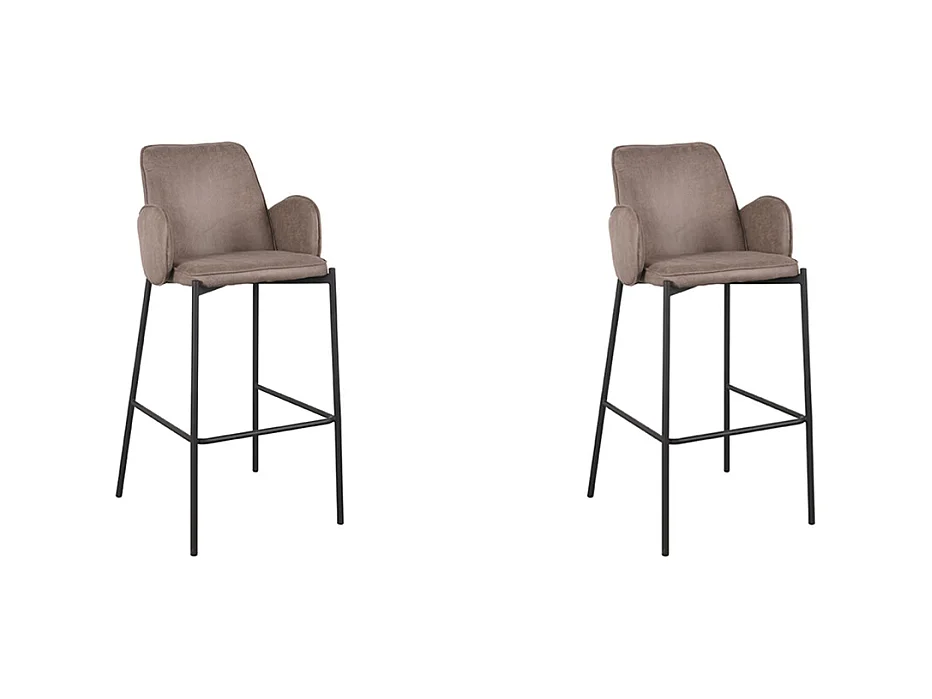 Tabouret de bar Joni - Taupe - Micro Suede - Hauteur d'assise 78 cm - lot de 2