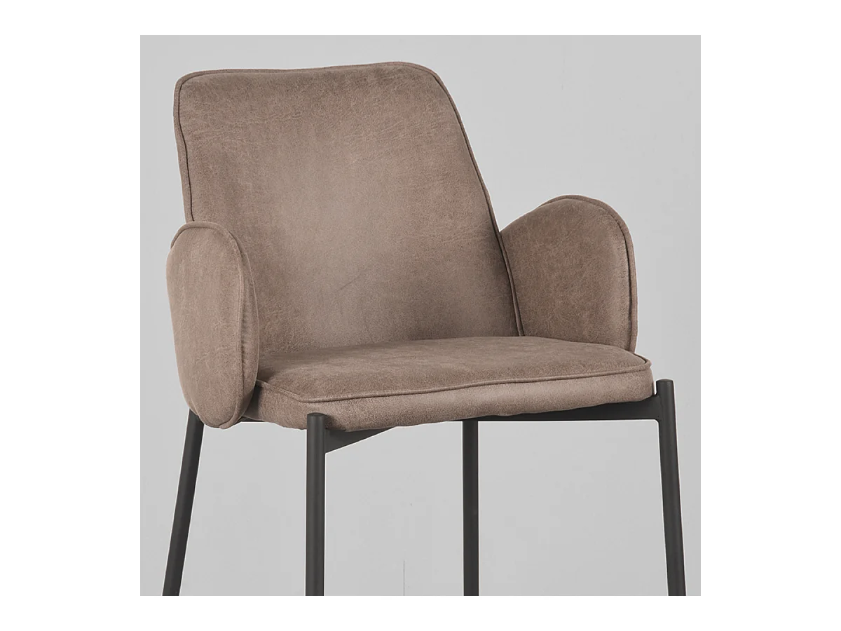 Tabouret de bar Joni - Taupe - Micro Suede - Hauteur d'assise 78 cm - lot de 2