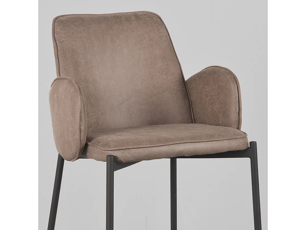 Tabouret de bar Joni - Taupe - Micro Suede - Hauteur d'assise 78 cm - lot de 2