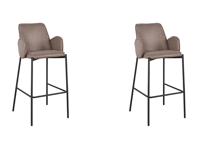 Taburete de bar Joni - Taupe - Micro Suede - Altura del asiento 78 cm - Juego de 2