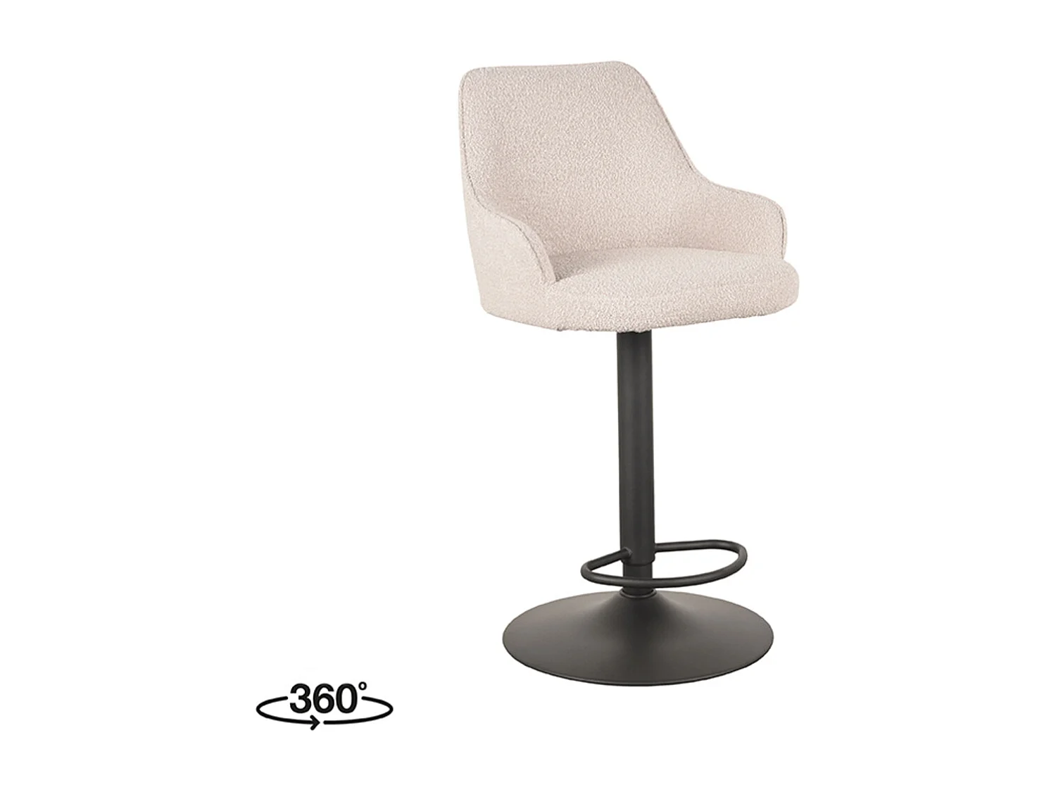 Tabouret de bar Fender - Naturel - Boucle - 42 x 40 cm - lot de 2