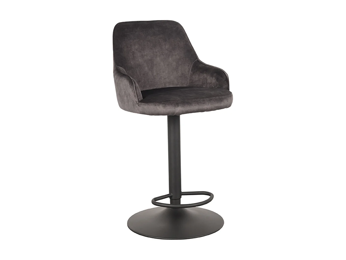 Tabouret de bar Fender - Anthracite - Velours - 42 x 40 cm - lot de 2