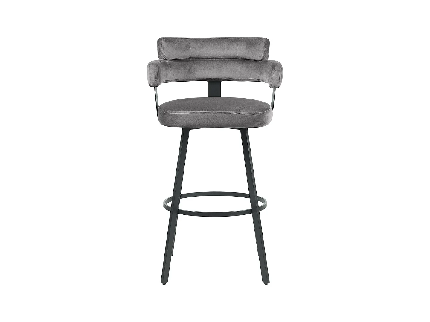 Tabouret de bar Bardio - Gris - Velours - Hauteur d'assise 75 - Lot de 2