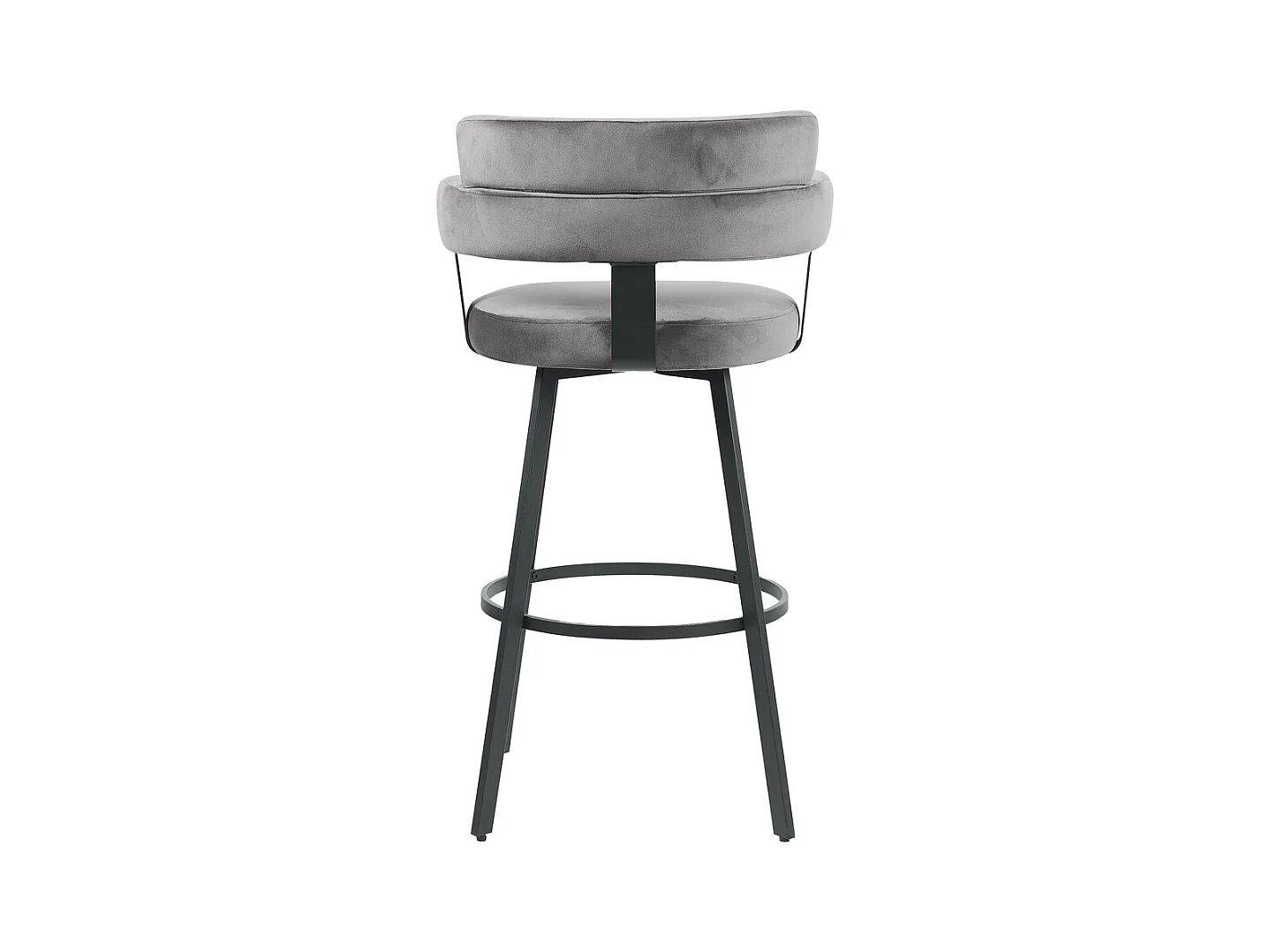Tabouret de bar Bardio - Gris - Velours - Hauteur d'assise 75 - Lot de 2