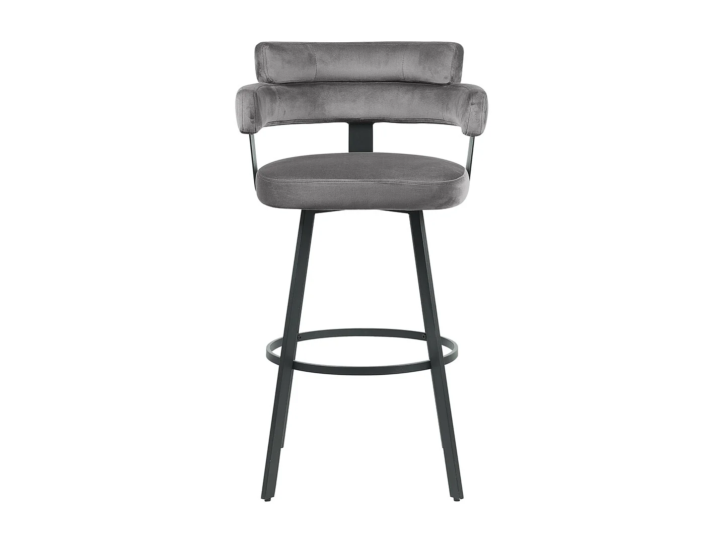 Tabouret de bar Bardio - Gris - Velours - Hauteur d'assise 75 - Lot de 2