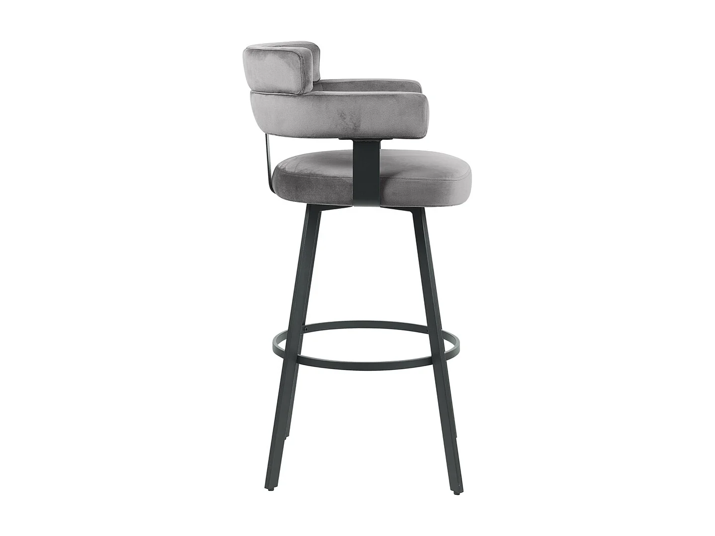 Tabouret de bar Bardio - Gris - Velours - Hauteur d'assise 75 - Lot de 2