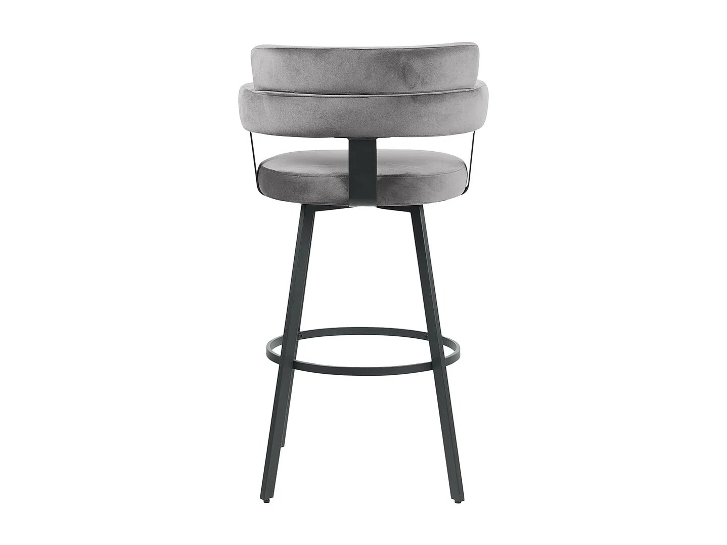 Tabouret de bar Bardio - Gris - Velours - Hauteur d'assise 75 - Lot de 2