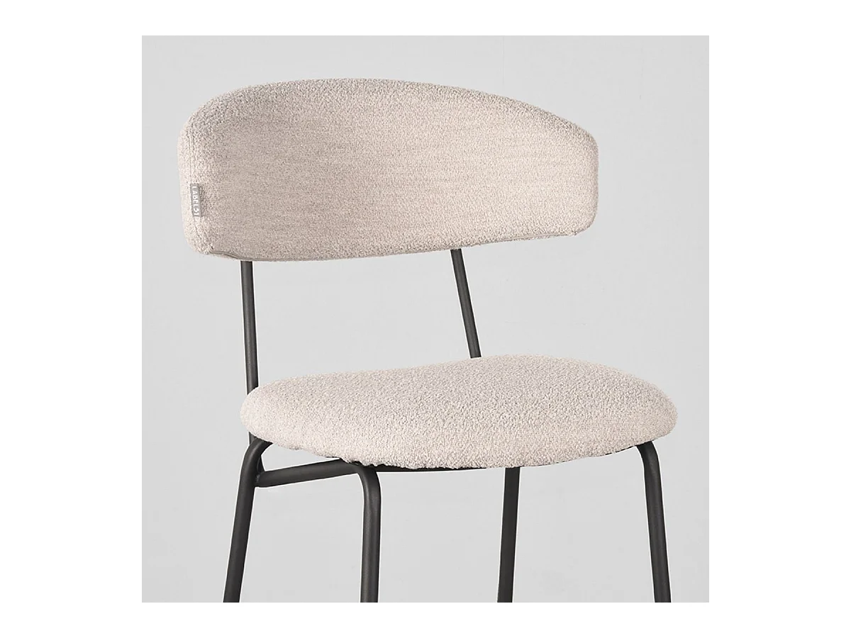 Tabouret de bar Zack - Naturel - Teddy - 53x56x107 cm - lot de 2