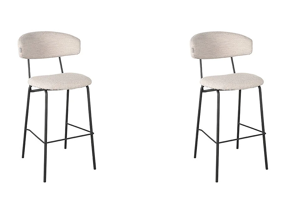 Tabouret de bar Zack - Naturel - Teddy - 53x56x107 cm - lot de 2