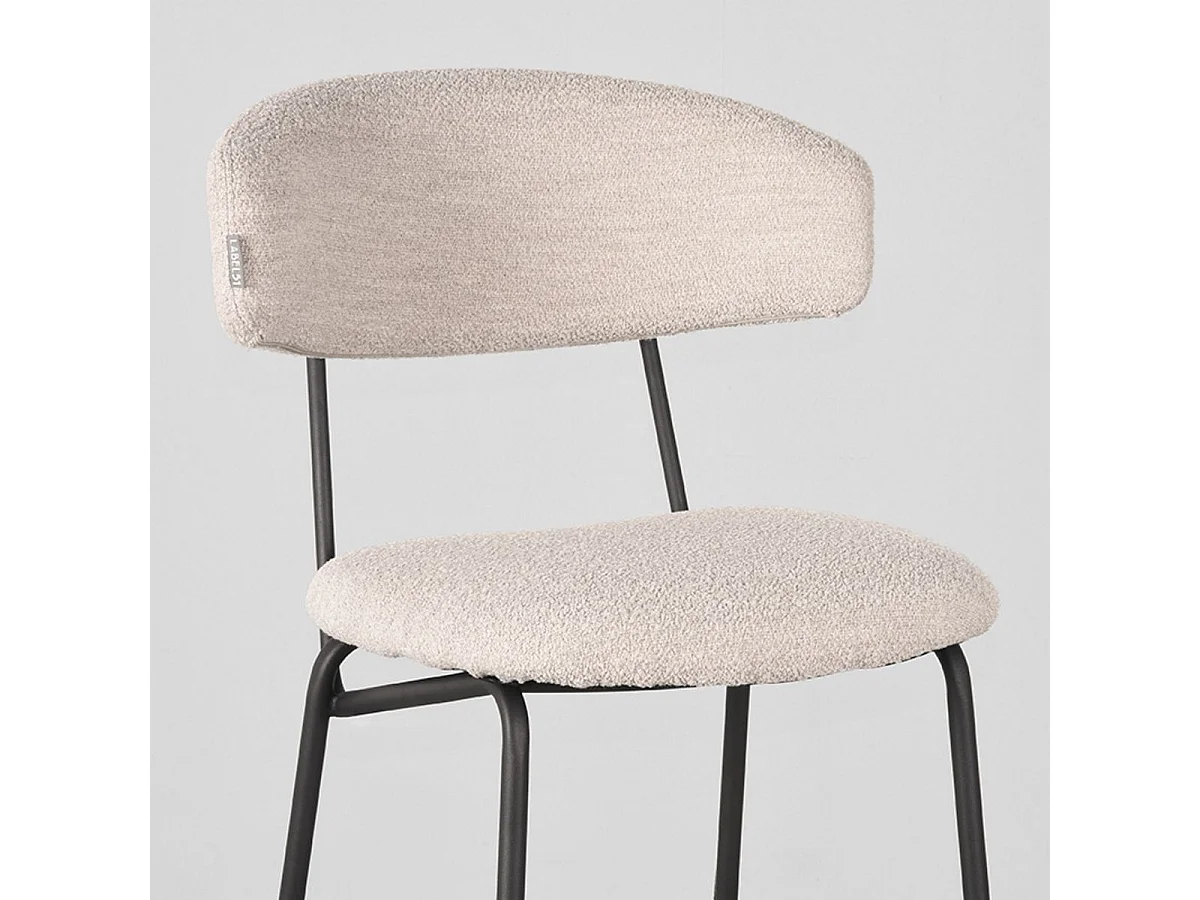 Tabouret de bar Zack - Naturel - Teddy - 53x56x107 cm - lot de 2