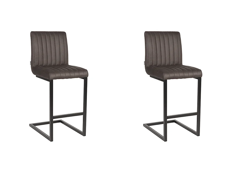 Tabouret de bar Milo - Anthracite - Microfibre - Hauteur d'assise 65 - lot de 2