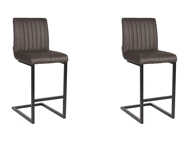 Tabouret de bar Milo - Anthracite - Microfibre - Hauteur d'assise 65 - lot de 2