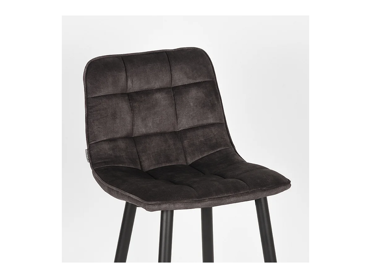 Tabouret de bar Jelt - Anthracite - 45x48x94 cm - Velours - lot de 2