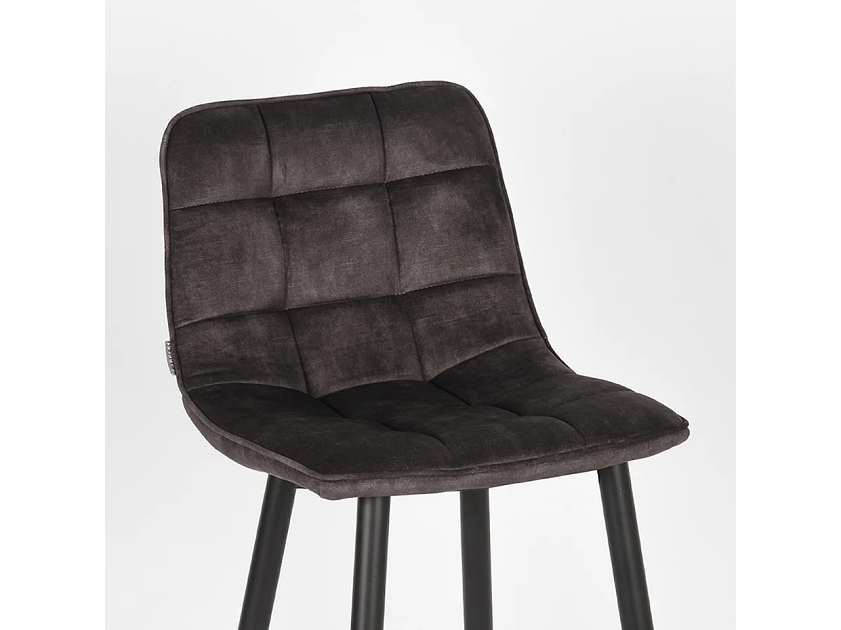 Tabouret de bar Jelt - Anthracite - 45x48x94 cm - Velours - lot de 2