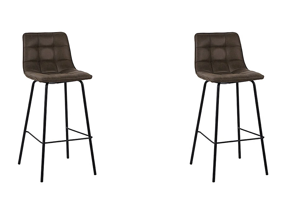 Tabouret de bar Bistro - Mousse - Velours - lot de 2