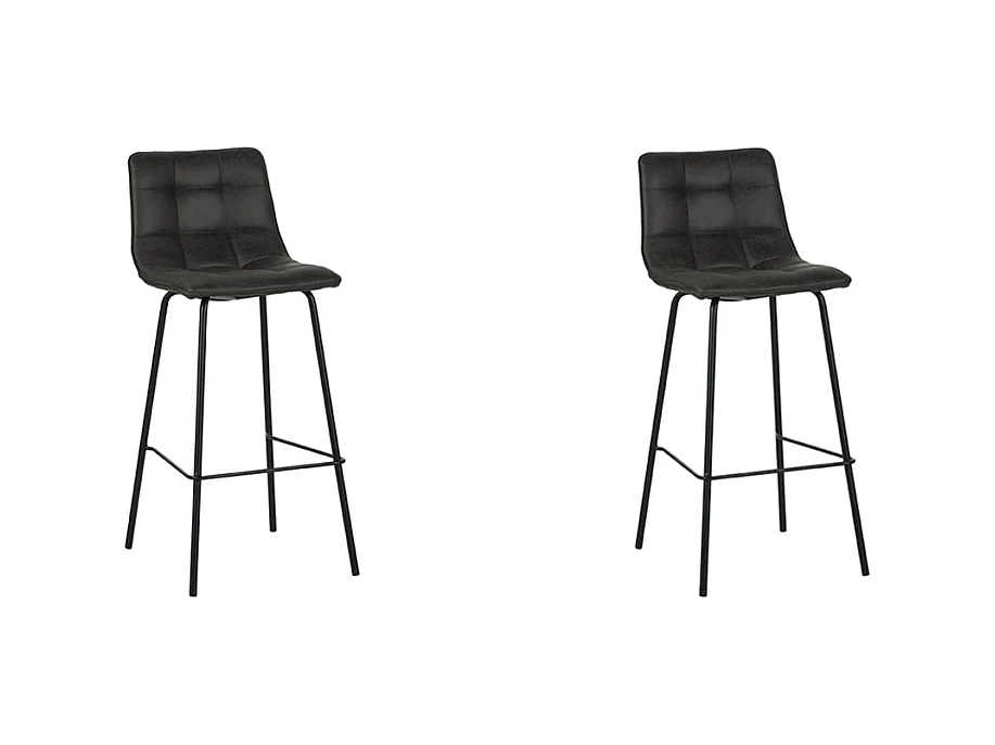 Tabouret de bar Bistro - Anthracite - Micro Suede - lot de 2