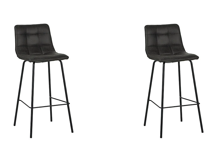 Tabouret de bar Bistro - Anthracite - Micro Suede - lot de 2