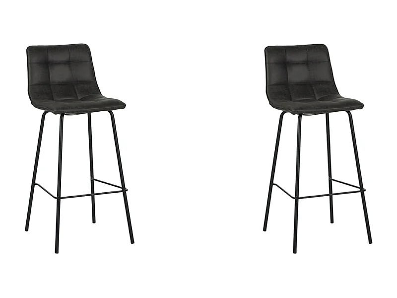 Tabouret de bar Bistro - Anthracite - Micro Suede - lot de 2
