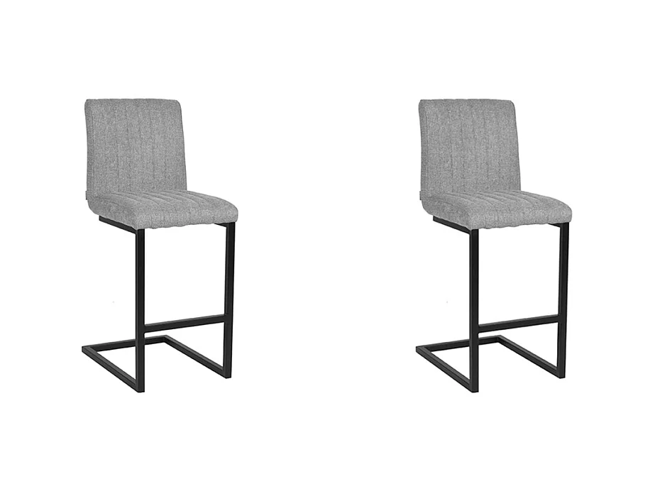 Tabouret de bar Milo - Zinc - Tissu - lot de 2