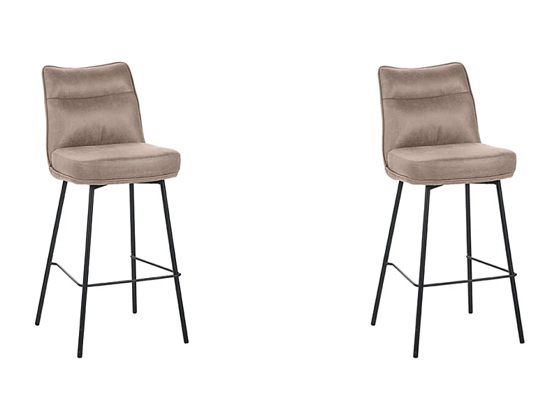 Tabouret de bar Lennon - Taupe - Micro Suede - lot de 2