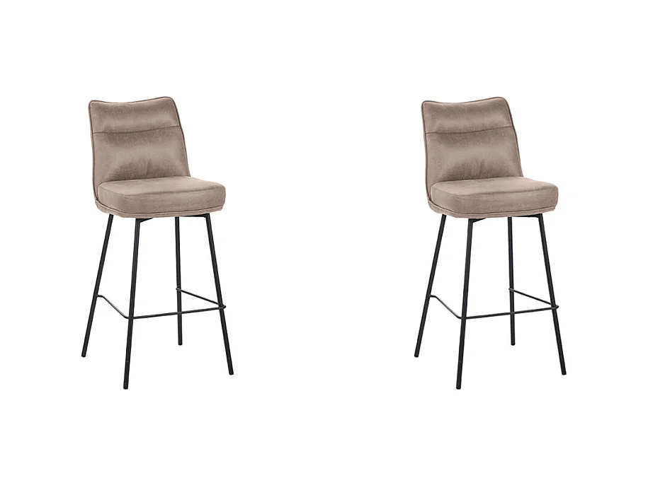 Tabouret de bar Lennon - Taupe - Micro Suede - lot de 2