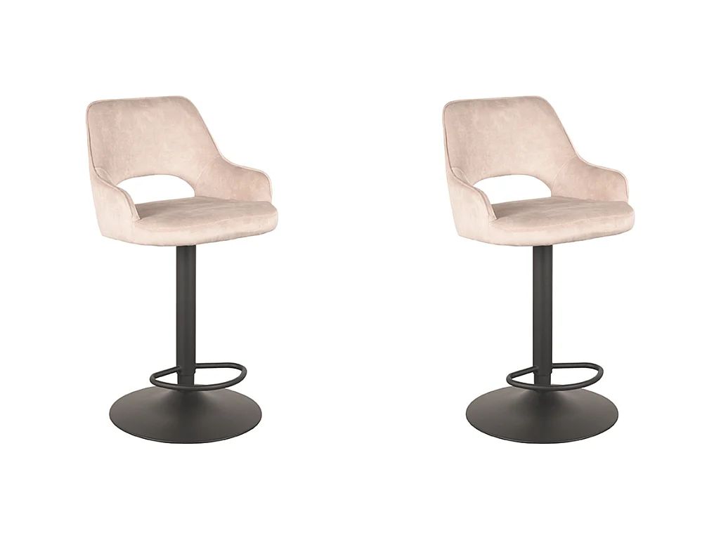 Tabouret de bar Fer - Naturel - Velours - 47 x 45 cm - lot de 2