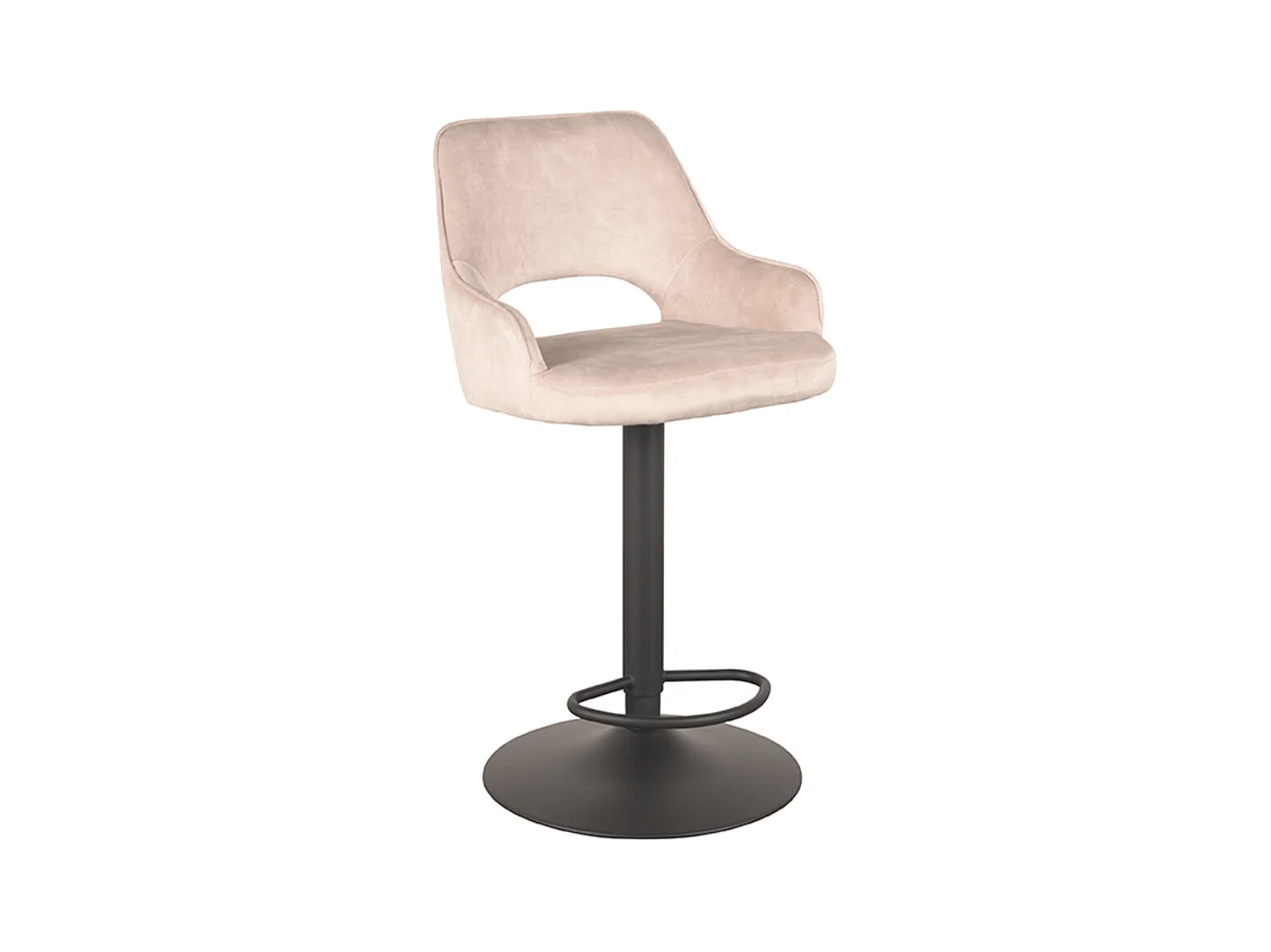 Tabouret de bar Fer - Naturel - Velours - 47 x 45 cm - lot de 2