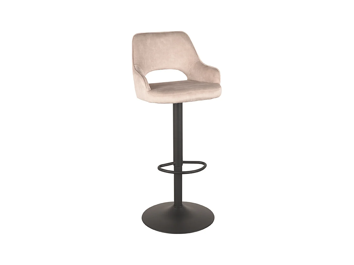 Tabouret de bar Fer - Naturel - Velours - 47 x 45 cm - lot de 2