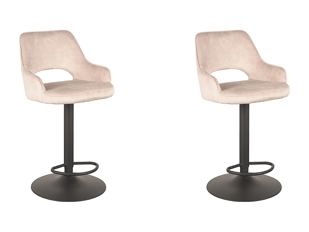 Tabouret de bar Fer - Naturel - Velours - 47 x 45 cm - lot de 2