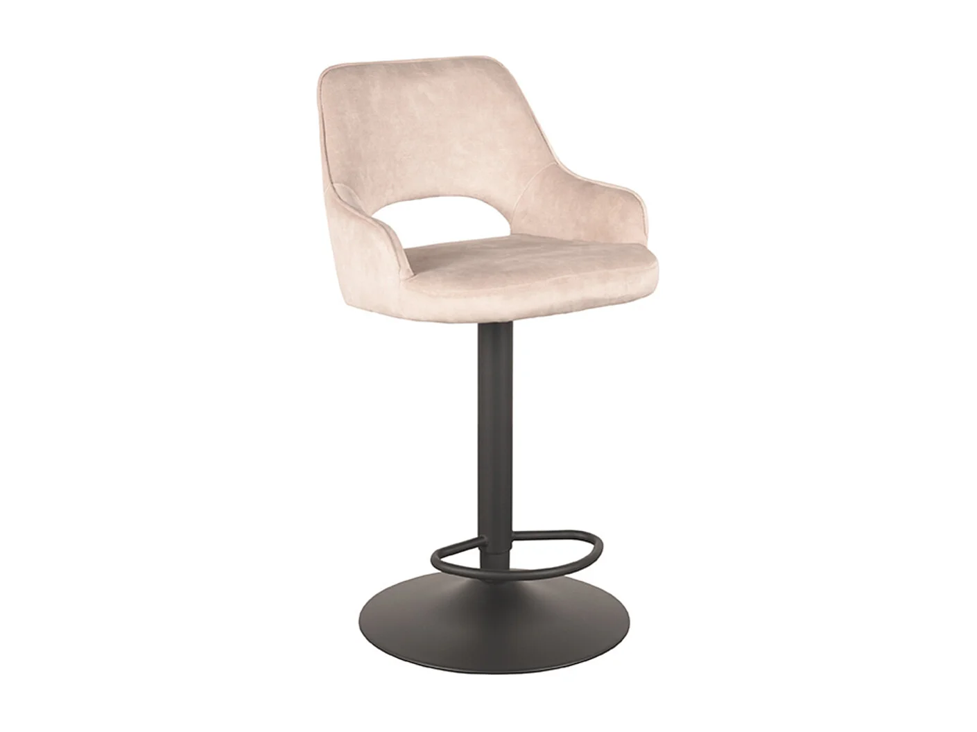 Tabouret de bar Fer - Naturel - Velours - 47 x 45 cm - lot de 2