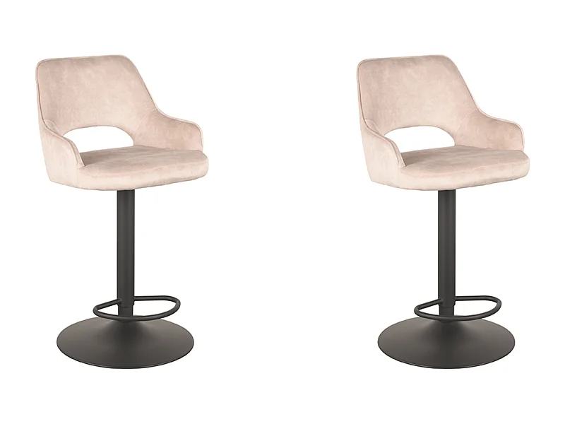 Tabouret de bar Fer - Naturel - Velours - 47 x 45 cm - lot de 2