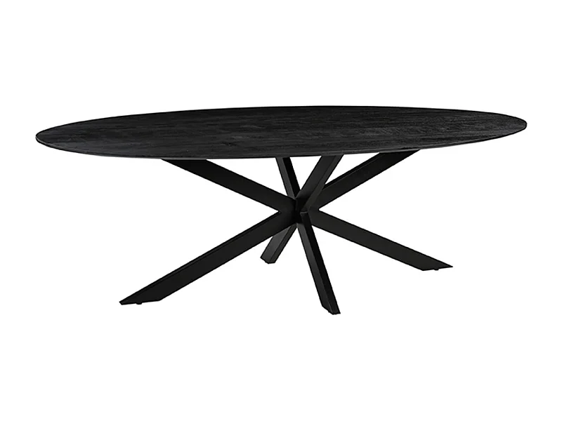 Esstisch James - Schwarz - Mangoholz - 240 cm - Oval