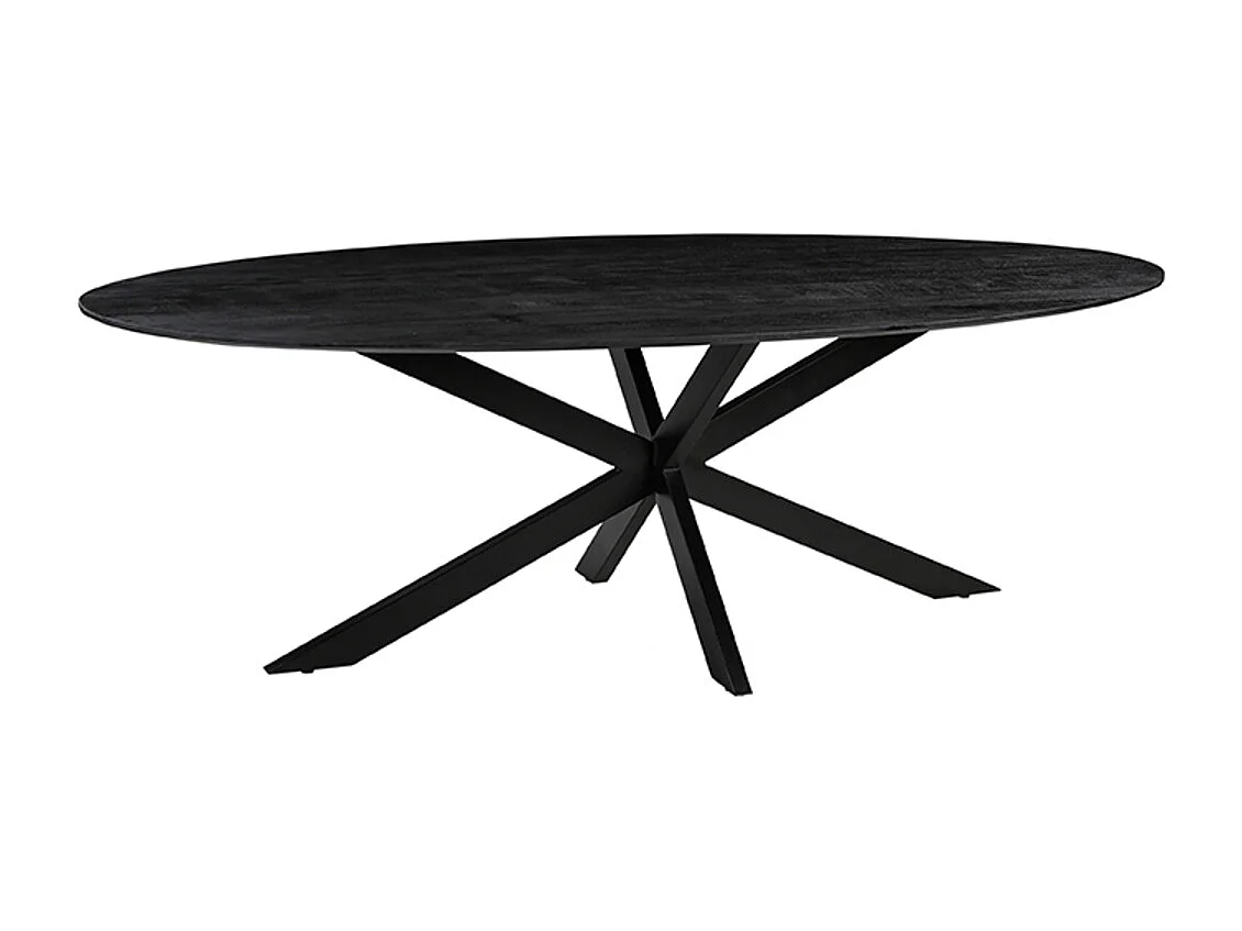 Eetkamertafel James - Zwart - Mangohout - 240 cm - Ovaal