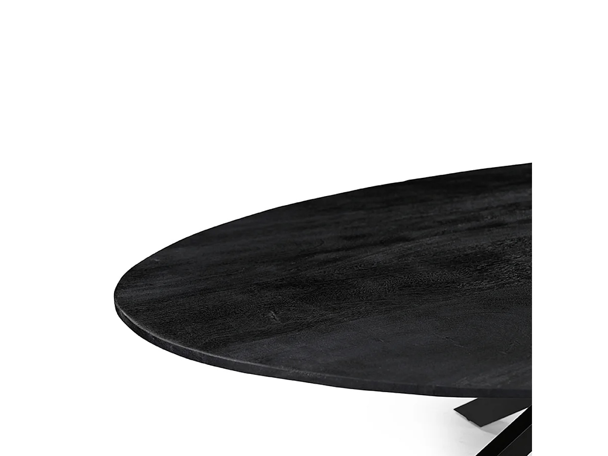 Eetkamertafel James - Zwart - Mangohout - 240 cm - Ovaal