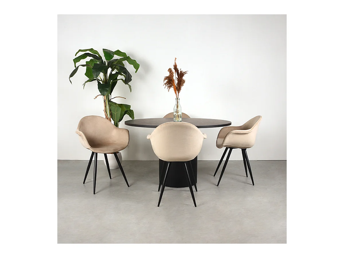 Esstisch Oliva - Schwarz - Eiche - 130 cm - Rund