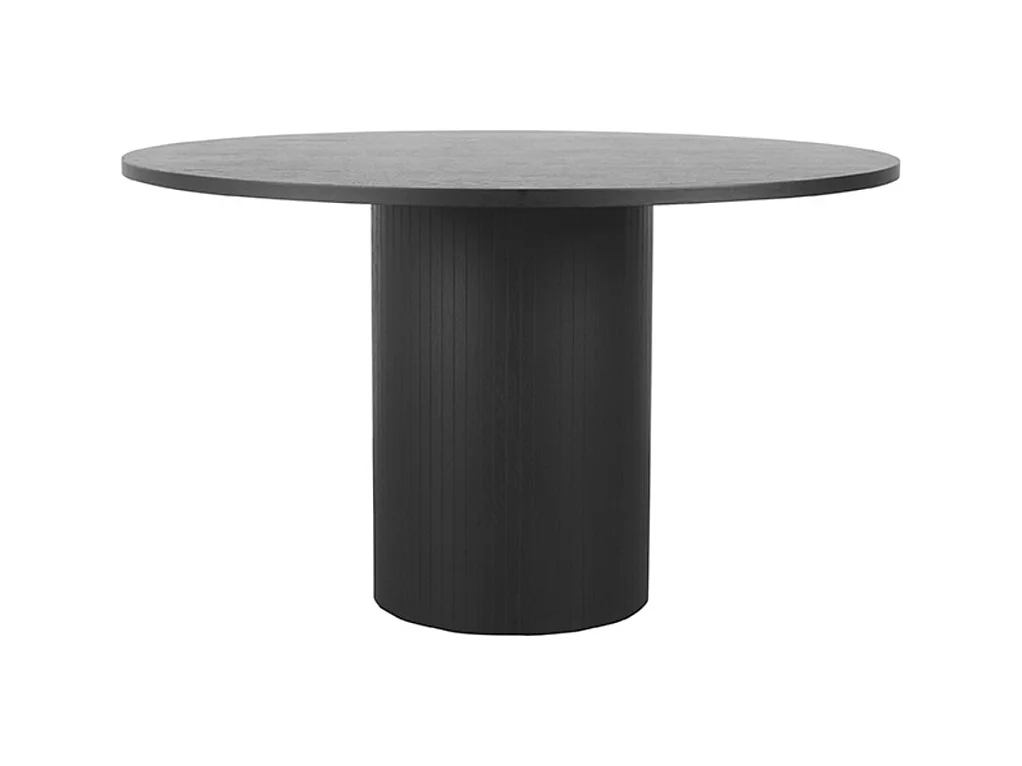 Table à manger Oliva - Noir - Chêne - 130 cm - Ronde