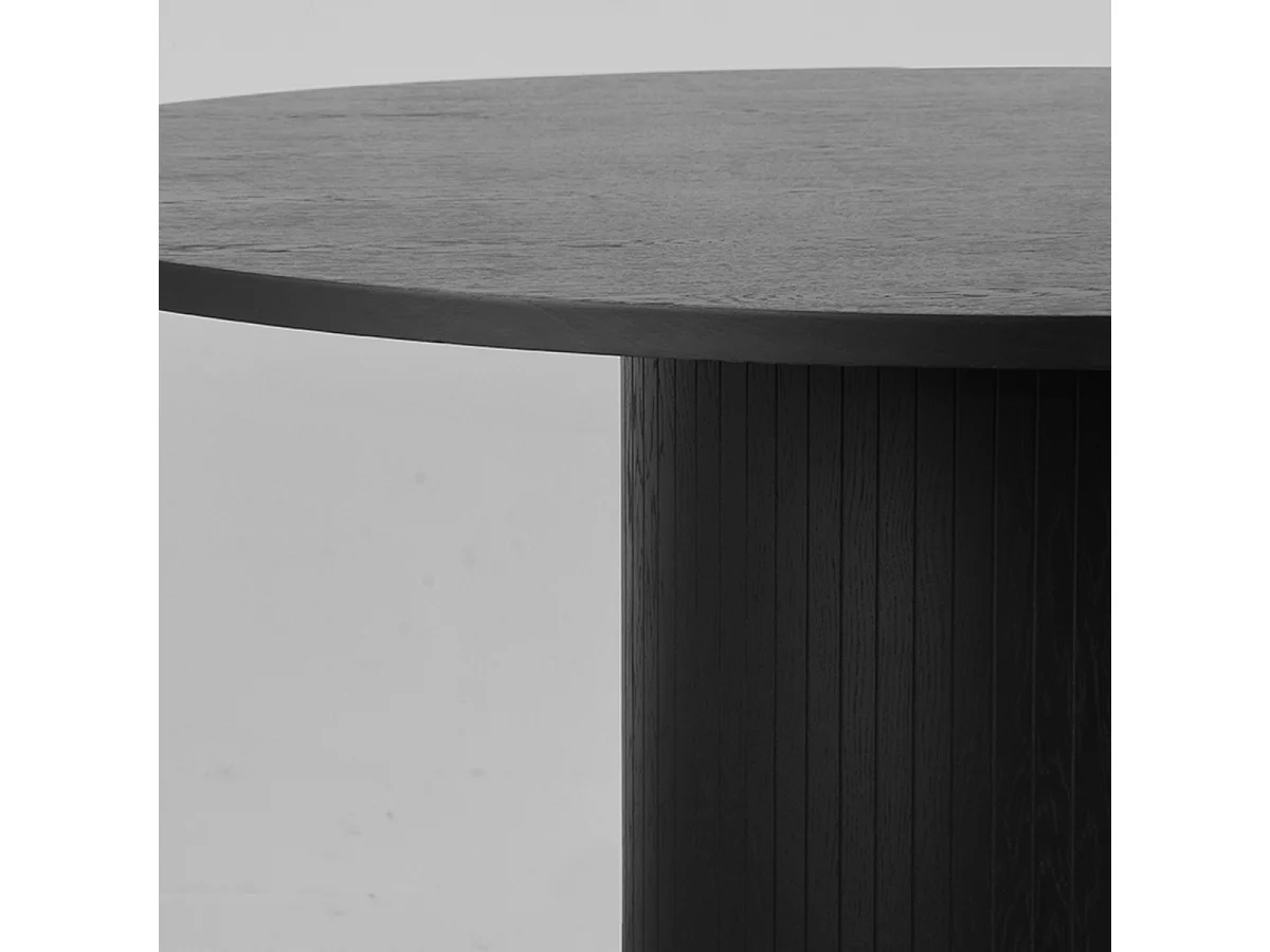 Table à manger Oliva - Noir - Chêne - 130 cm - Ronde